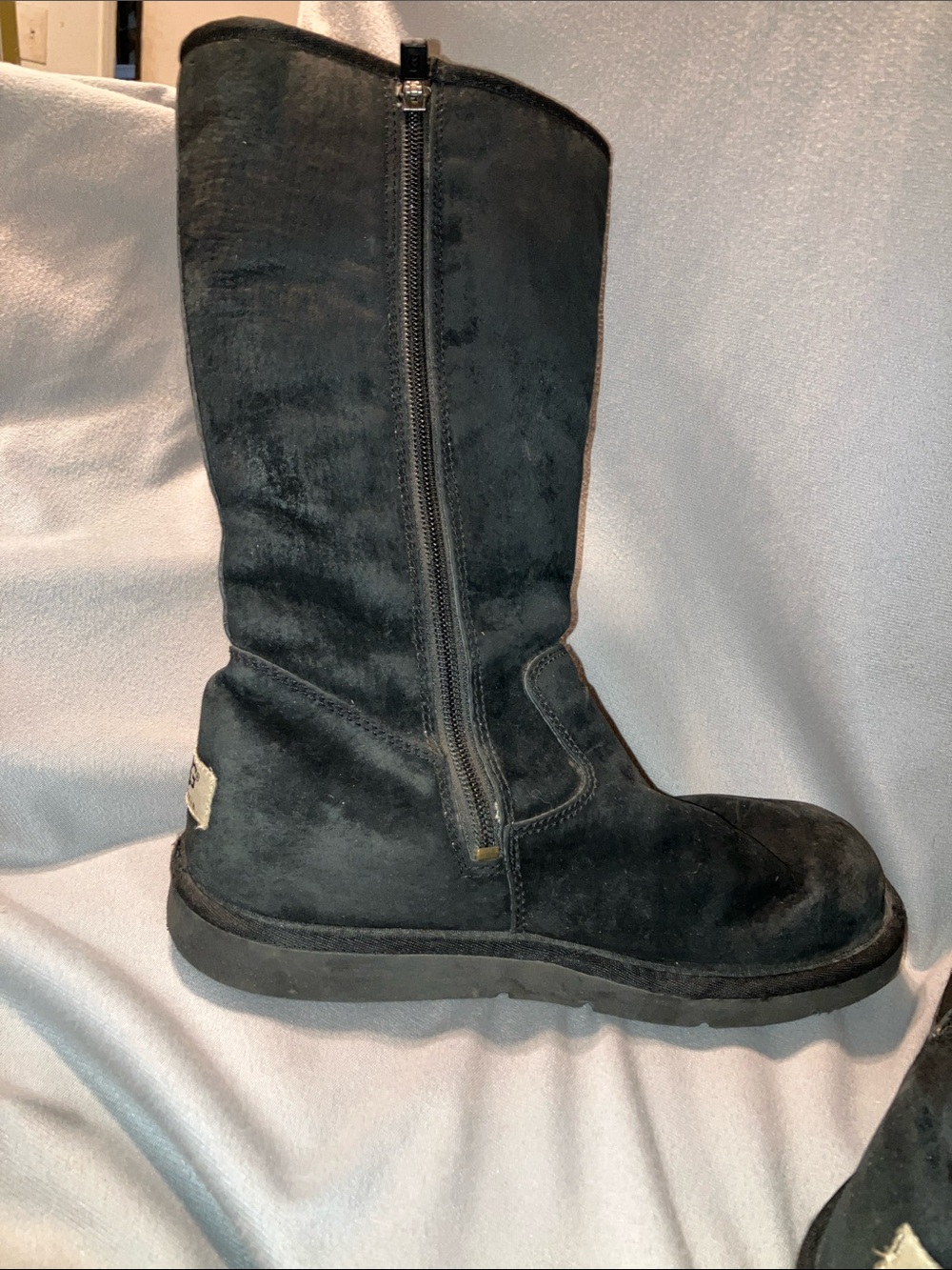 Classic Tall Black Suede Winter Boots - Picture 4 of 9